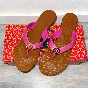 Tory Burch Designer Pink Thora Sandals Thong Flip Flops Size 8